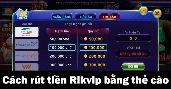 Rút tiền Rikvip - Hướng dẫn rút an toàn không quá 05 phút 3 Hướng dẫn rút tiền Rikvip chi tiết